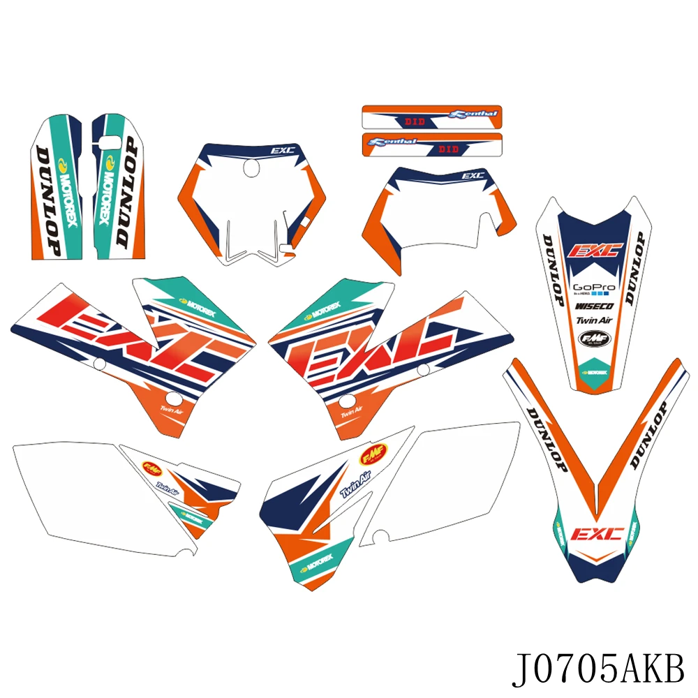 for KTM 125 200 250 300 400 450 525 EXC 2005 2006 2007 Full Graphics Decals Stickers Kit Custom Number Name Stickers
for KTM 125 200 250 300 400 450 525 EXC 2005 2006 2007 Full Graphics Decals Stickers Kit Custom Number Name Stickers