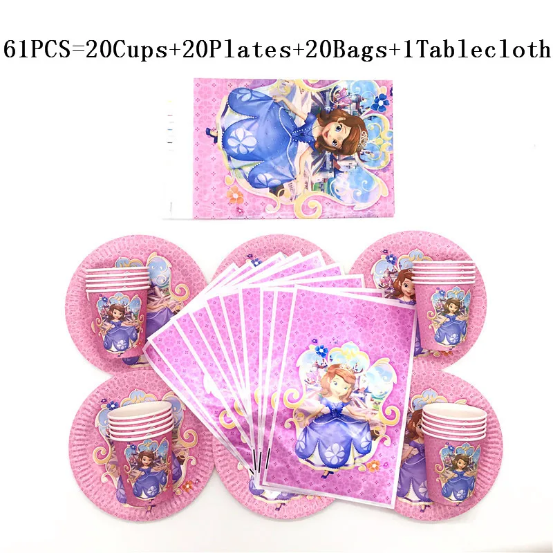 61Pcs Disney Sofia Princess Theme Kids Birthday Party Decorations Cup Plate Tablecloth Festival Gift Bags Sofia Tableware Supply 
61Pcs Disney Sofia Princess Theme Kids Birthday Party Decorations Cup Plate Tablecloth Festival Gift Bags Sofia Tableware Supply