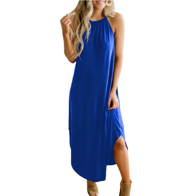 Long Dress Pure Color Sexy Halter Neck Sleeveless Beach Party Dresses Fashion Split Loose Big Size Summer Streetwear Large Size
Long Dress Pure Color Sexy Halter Neck Sleeveless Beach Party Dresses Fashion Split Loose Big Size Summer Streetwear Large Size