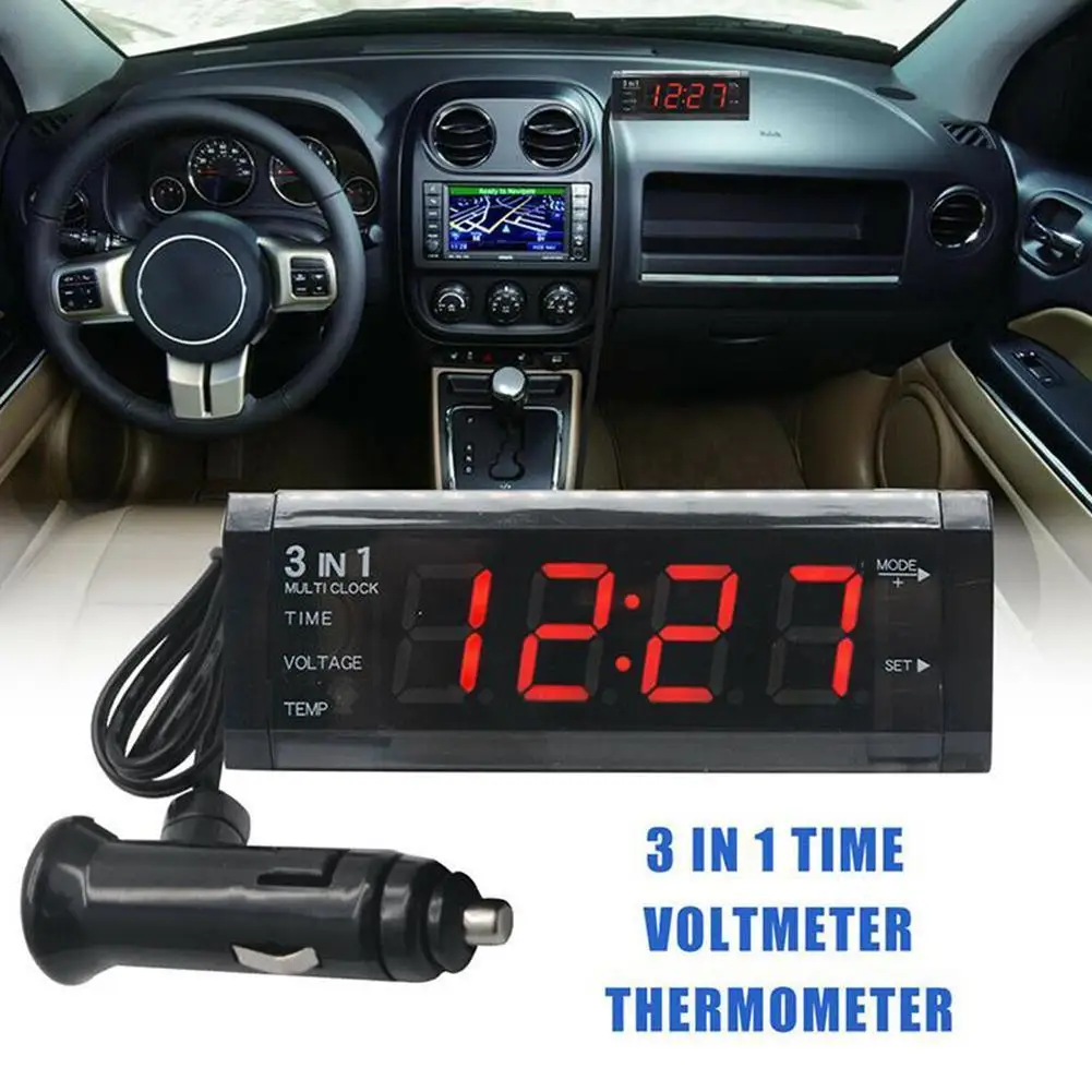 3 In 1 12V Auto Car Thermometer Voltmeter Voltage Meter Tester Monitor LCD Screen Display Digital Clock 
3 In 1 12V Auto Car Thermometer Voltmeter Voltage Meter Tester Monitor LCD Screen Display Digital Clock