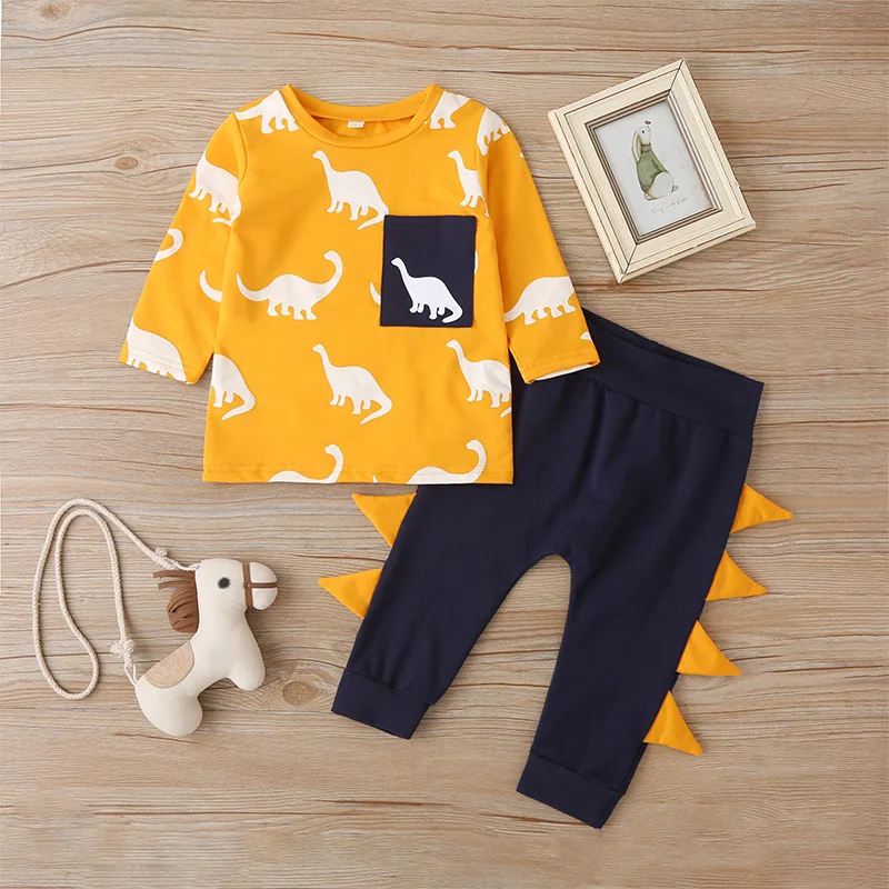 2020 autumn and winter New baby suit cotton cartoon dinosaur print long-sleeved trousers two-piece fashion infant boy clothes
2020 autumn and winter New baby suit cotton cartoon dinosaur print long-sleeved trousers two-piece fashion infant boy clothes