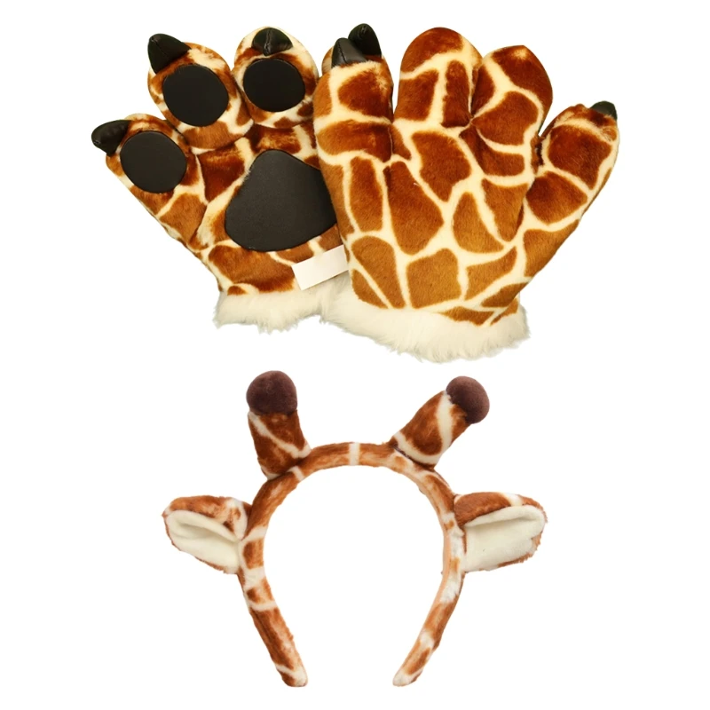 Adult Kids Funny Giraffe Headband with 3D Animal Paw Plush Gloves Fluffy Stuffed Toys Finger Mittens Cosplay Costume
Adult Kids Funny Giraffe Headband with 3D Animal Paw Plush Gloves Fluffy Stuffed Toys Finger Mittens Cosplay Costume