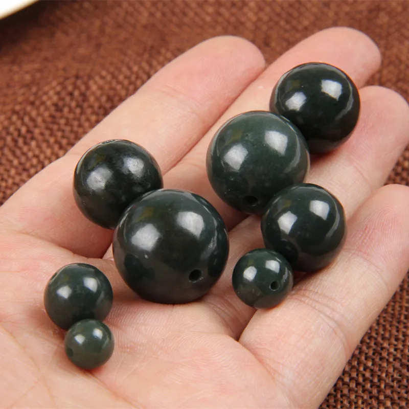 

Natural raw hetian green jade jadeite beads white jade beads DIY bracelets men women jade gift jade beads bracelet14-16mm