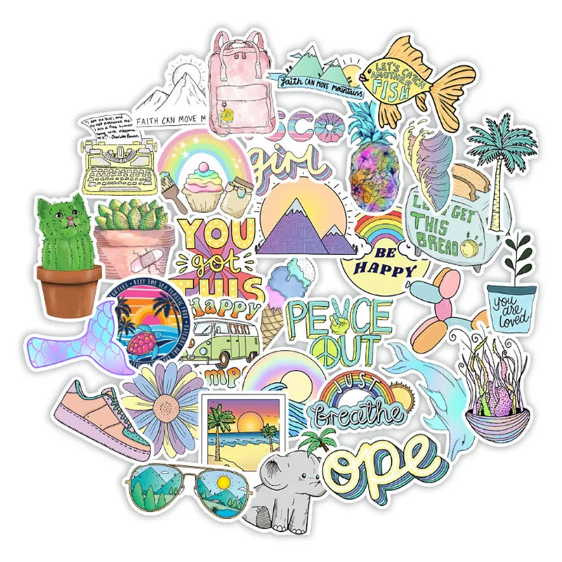 50 pcs Happy vsco Graffiti Waterproof Skateboard Travel Suitcase Phone Laptop Luggage Stickers Cute Kids Girl Toys
50 pcs Happy vsco Graffiti Waterproof Skateboard Travel Suitcase Phone Laptop Luggage Stickers Cute Kids Girl Toys