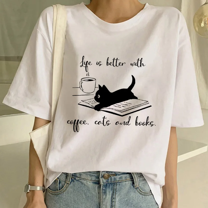 Модная кофейная футболка, Женская кофейная футболка life is better, нейтральная и веселая, футболка с милым котом, летний белый топ с принтом живот...
Модная кофейная футболка, Женская кофейная футболка life is better, нейтральная и веселая, футболка с милым котом, летний белый топ с принтом живот...