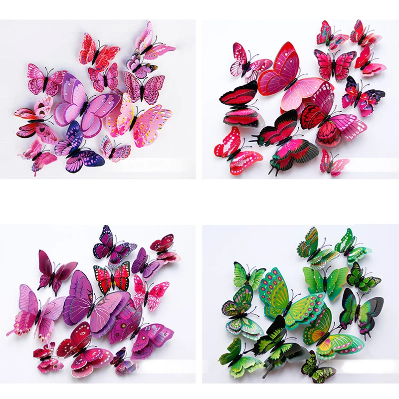 New style 12Pcs Double layer 3D Butterfly Wall Sticker on the wall Home Decor Butterflies for decoration Magnet Fridge stickers
New style 12Pcs Double layer 3D Butterfly Wall Sticker on the wall Home Decor Butterflies for decoration Magnet Fridge stickers