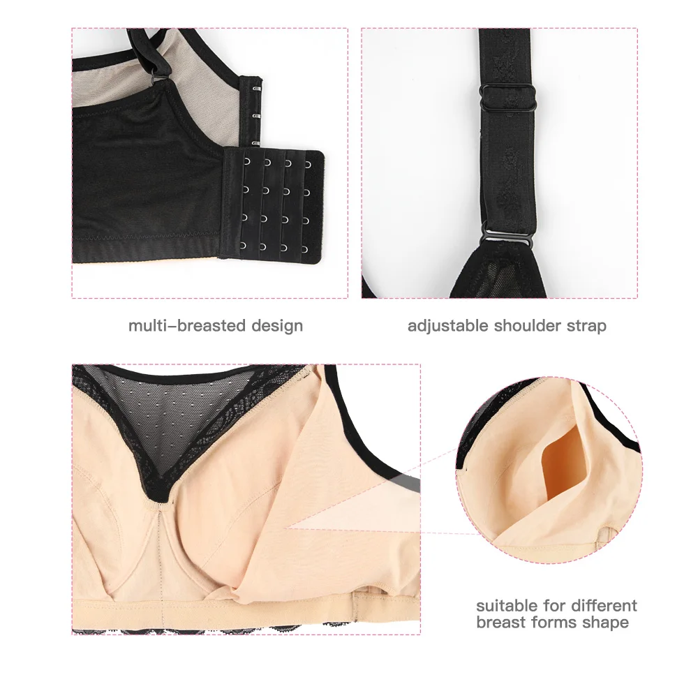 2076 New Breast Surgery Lace Back Breasted Cancer Patients Silicone Padded Without Steel Ring | Женская одежда