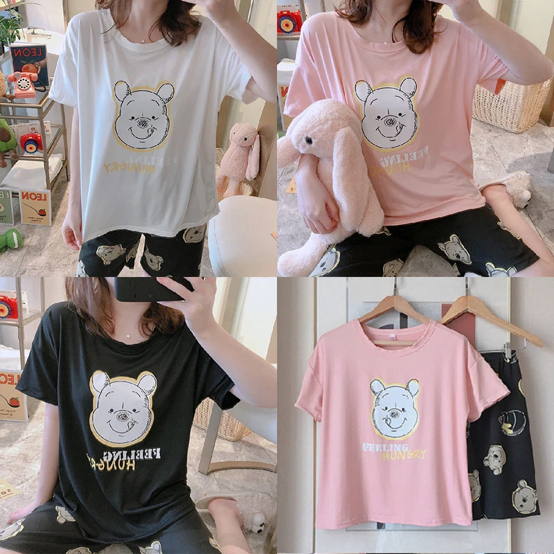 Пижама женская с коротким рукавом и круглым вырезом, черно-белый пух
Пижама женская с коротким рукавом и круглым вырезом, черно-белый пух