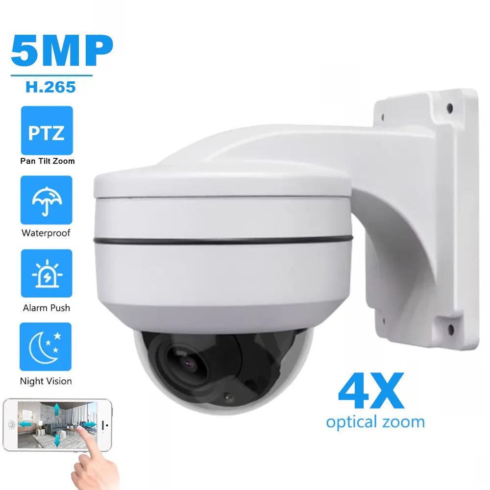5MP PTZ IP Camera 1080P Outdoor Waterproof IP66 4X Optical Zoom H.265 Metal Night Vision P2P Network Wired Security CCTV Camera
5MP PTZ IP Camera 1080P Outdoor Waterproof IP66 4X Optical Zoom H.265 Metal Night Vision P2P Network Wired Security CCTV Camera