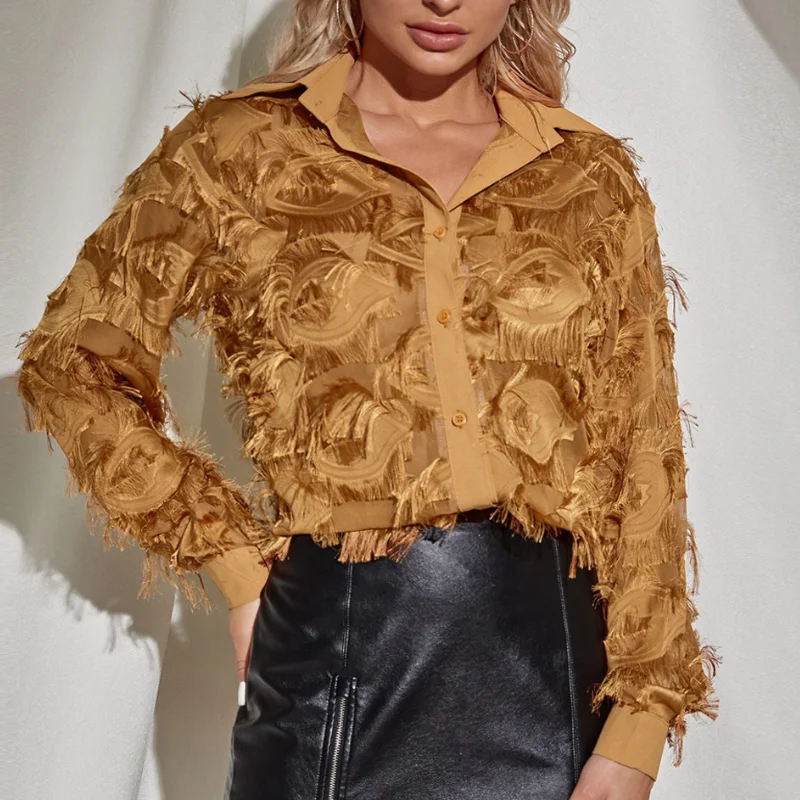 2021 Fashion Trend Women Design Loose Turn-down Collar Shirt Brown Long Slevee Tops 3D Print Autumn Wear Blouse Women's Shirts
2021 Fashion Trend Women Design Loose Turn-down Collar Shirt Brown Long Slevee Tops 3D Print Autumn Wear Blouse Women's Shirts