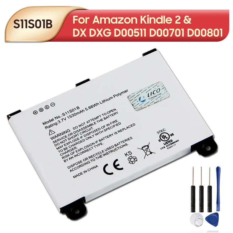 

Original Replacement Rechargeable Battery S11S01B For Amazon Kindle 2 & Kindle DX DXG D00511 D00701 D00801 1530mAh