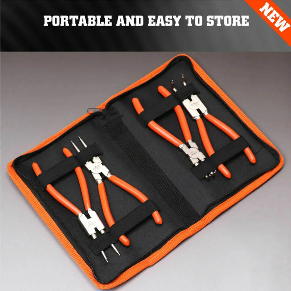4-Piece 7\" Circlip Pliers Set Internal / External / Bent / Straight Ring Remove Hand Tools Pliers With Storage Bag
4-Piece 7\" Circlip Pliers Set Internal / External / Bent / Straight Ring Remove Hand Tools Pliers With Storage Bag