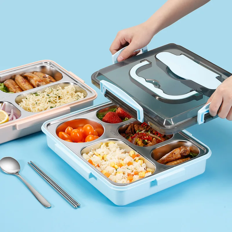 

304 Stainless Steel Insulated Lunch Box Portable Cutlery Set Separated Sealed Dinner Plate Canteen Fast Food