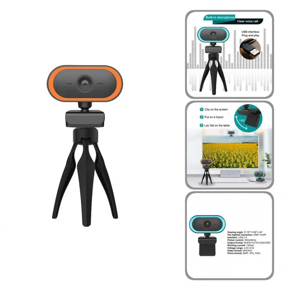 Excellent 2K 360 Degrees Rotatable Web Camera Built-in MIC Computer Webcam Wide Application for Teleconference
Excellent 2K 360 Degrees Rotatable Web Camera Built-in MIC Computer Webcam Wide Application for Teleconference