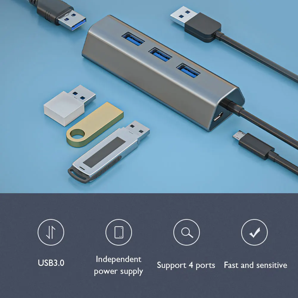 Ultra Slim Data Hub USB Flash Drives USB 3.0 HUB Multi USB Splitter 4 Ports Power Adapter for Printer Keyboard Mouse
Ultra Slim Data Hub USB Flash Drives USB 3.0 HUB Multi USB Splitter 4 Ports Power Adapter for Printer Keyboard Mouse