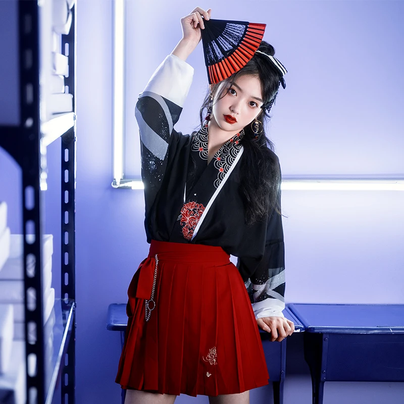 Chinese Style Hanfu Short Burgundy Skirt+Black Top Summer Stage Performance Suit Novelty Women Outfit Disguise Cosplay Costumes
Chinese Style Hanfu Short Burgundy Skirt+Black Top Summer Stage Performance Suit Novelty Women Outfit Disguise Cosplay Costumes