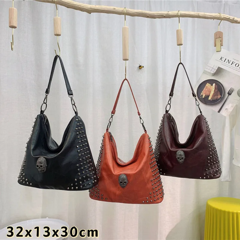 2021 сумка через плечо для женщин, кошелек с заклепками и черепом, Дамская Сумочка Хобо, кожаная Портативная Сумка-тоут, женские кошельки 
2021 сумка через плечо для женщин, кошелек с заклепками и черепом, Дамская Сумочка Хобо, кожаная Портативная Сумка-тоут, женские кошельки