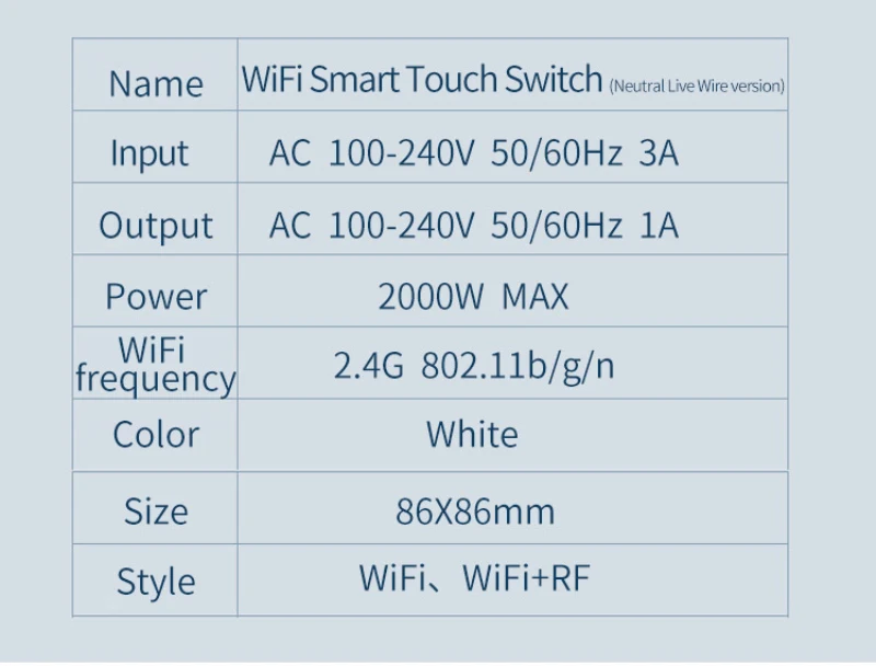 Smart Home EWeLink APP 86 Model Panel Switch 90-250V WiFi Smart Switch With RF Function Phone Remote/voice Control 1/2/3-Gang
Smart Home EWeLink APP 86 Model Panel Switch 90-250V WiFi Smart Switch With RF Function Phone Remote/voice Control 1/2/3-Gang