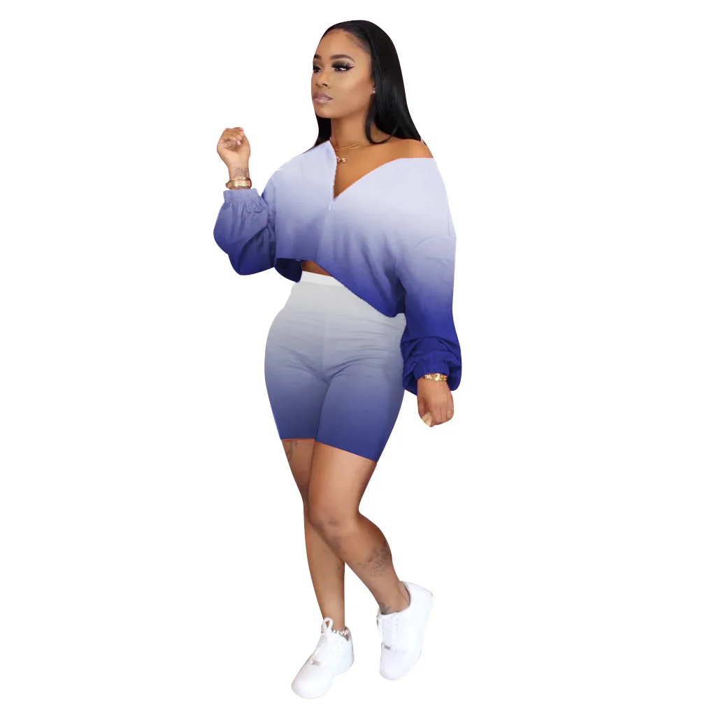 Women's 2-Piece Casual Gradient Color Short-Sleeved T-Shirt And Tight Sports Pants Suit
Women's 2-Piece Casual Gradient Color Short-Sleeved T-Shirt And Tight Sports Pants Suit