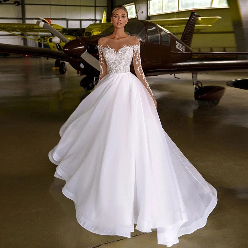 Wedding Dresses For Women 2021 Lace Applique Beading O-neck Organza Long Sleeve Wedding Gown Beach Bridal Gowns
Wedding Dresses For Women 2021 Lace Applique Beading O-neck Organza Long Sleeve Wedding Gown Beach Bridal Gowns