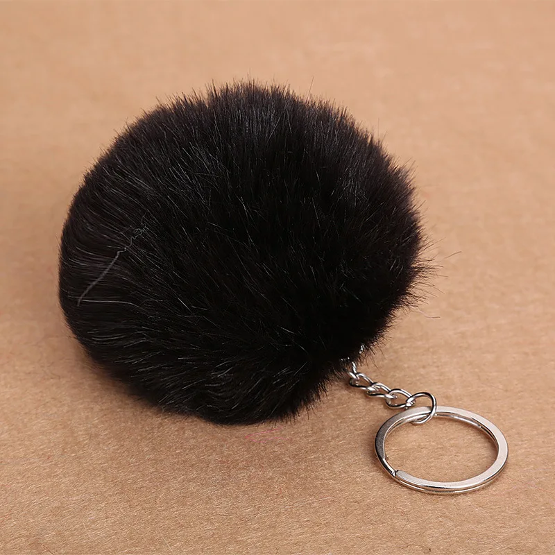 Faux Fur Keychain pompom Ball Car Key Chain Soft Ring Pink Black Handbag Accessories Pendant Decoration | Украшения и аксессуары