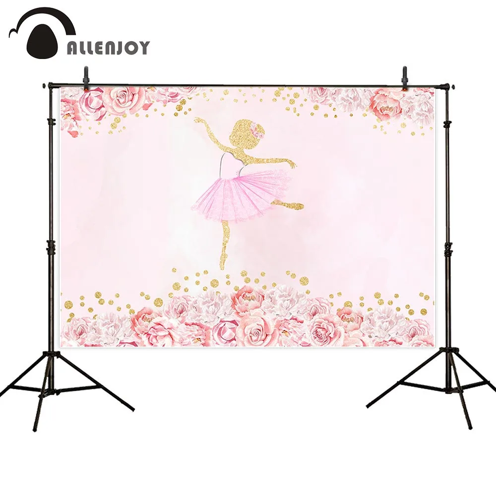 

Allenjoy photophone backgrounds Birthday ballet pink princess flower children polka dots backdrops for photography photobooth