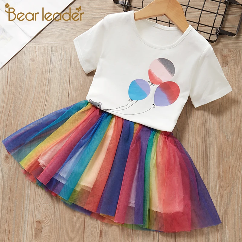 Bear Leader/Детское платье для девочек Новинка 2021 года Летнее принцессы Сетчатые