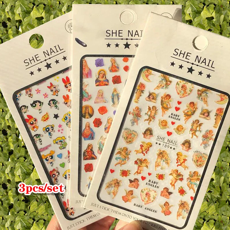 3D Angel Nail Art Sticker Flower DIY Sticker Decal Cartoon Design Back Glue Stamping Adhesive Manicure Decoration Tips 1/3Pcs
3D Angel Nail Art Sticker Flower DIY Sticker Decal Cartoon Design Back Glue Stamping Adhesive Manicure Decoration Tips 1/3Pcs