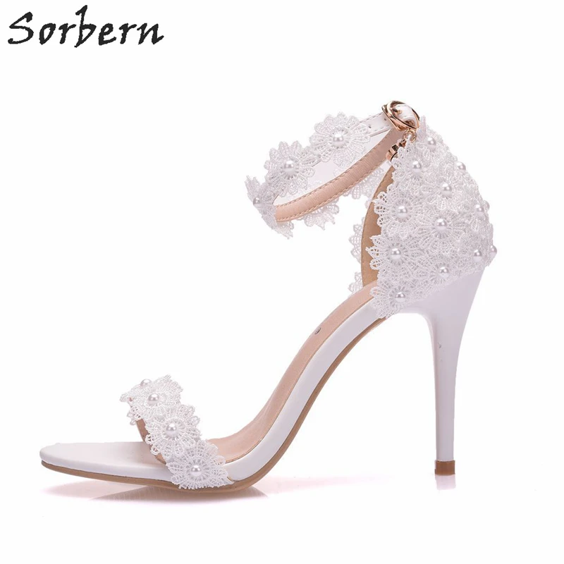 Sorbern White Lace Sandals High Heel Stilettos Wedding Shoes Summer Heels Ladies Appliques Bridal Shoe Sandles For Women
Sorbern White Lace Sandals High Heel Stilettos Wedding Shoes Summer Heels Ladies Appliques Bridal Shoe Sandles For Women