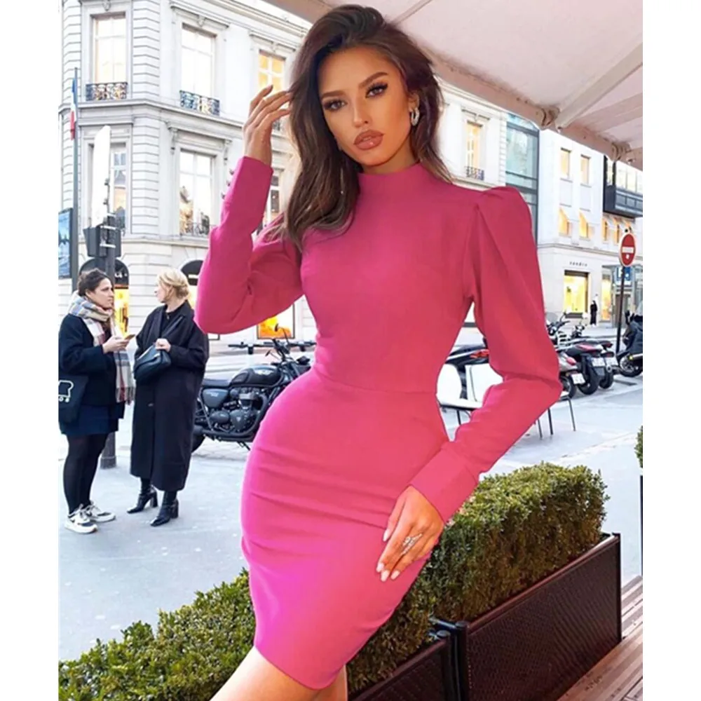 Vero Sinly Women Winter Sexy Long Sleeve Turtleneck Hot Pink Mini Bandage Dress 2020 Elegant Evening Party Dress Vestidos
Vero Sinly Women Winter Sexy Long Sleeve Turtleneck Hot Pink Mini Bandage Dress 2020 Elegant Evening Party Dress Vestidos
