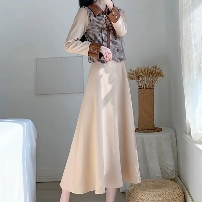 Ricaqico Fashion Dresses Suits Women Spring Autumn Temperament High-end Light Luxury Coffee Break French Dress Vest 2 Piece Sets
Ricaqico Fashion Dresses Suits Women Spring Autumn Temperament High-end Light Luxury Coffee Break French Dress Vest 2 Piece Sets