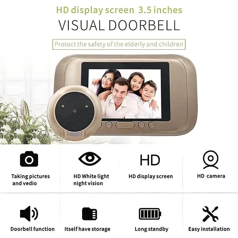 Video Door Viewer Motion Detection Smart Doorbell Electronic Ring Doorbell Camera Video-Eye Security Car Photo Video Recording
Video Door Viewer Motion Detection Smart Doorbell Electronic Ring Doorbell Camera Video-Eye Security Car Photo Video Recording