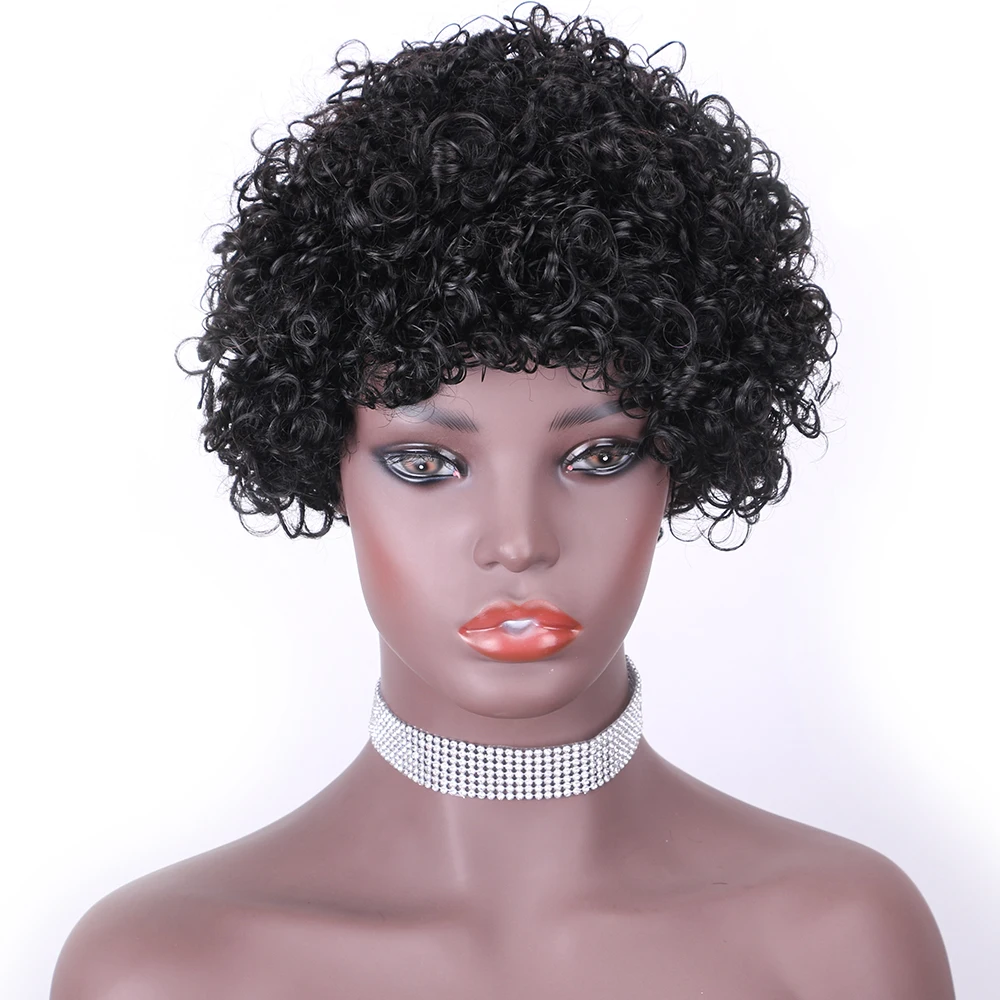 Afro Short Kinky Curly Human Hair Wigs Brazilian Remy Full Machine Made Cheap Human Hair Wigs for Africa Women
Afro Short Kinky Curly Human Hair Wigs Brazilian Remy Full Machine Made Cheap Human Hair Wigs for Africa Women