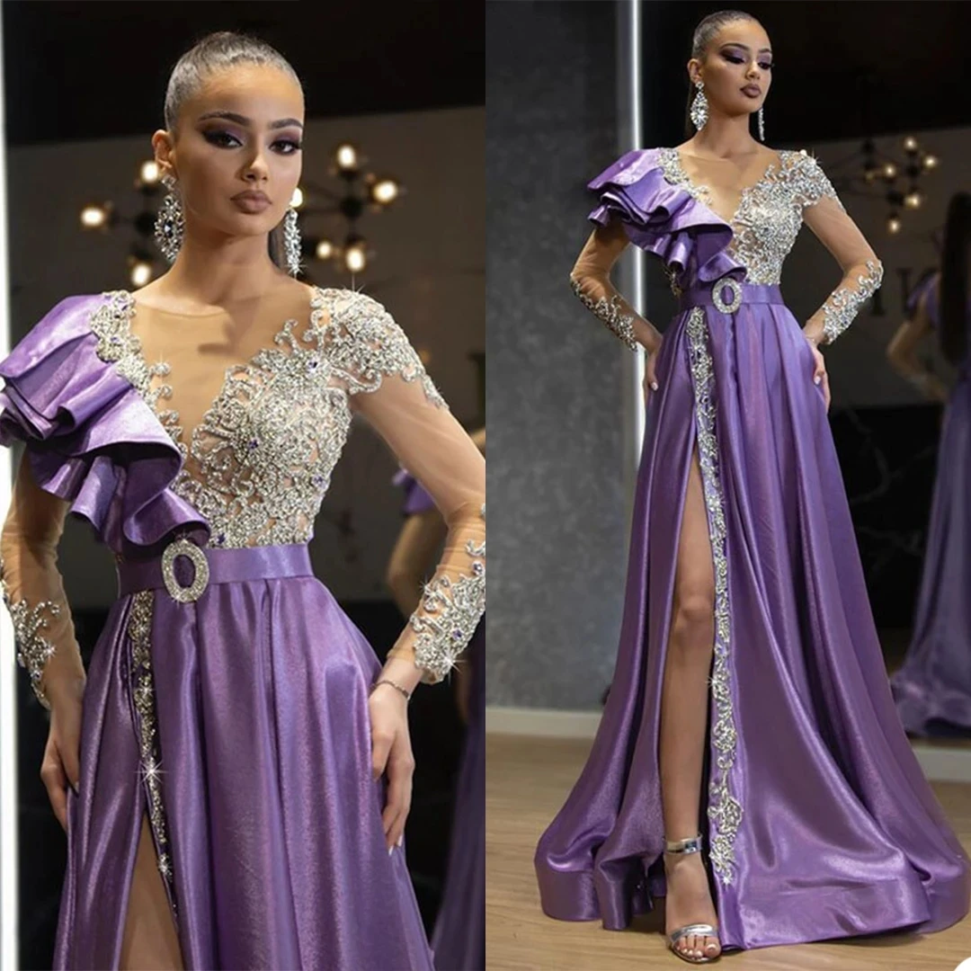 Women Evening Dress Purple Sexy Deep V Neck Summer Dress Long Sleeve Prom Dress Party Casual Basic Beaded Gown
Women Evening Dress Purple Sexy Deep V Neck Summer Dress Long Sleeve Prom Dress Party Casual Basic Beaded Gown