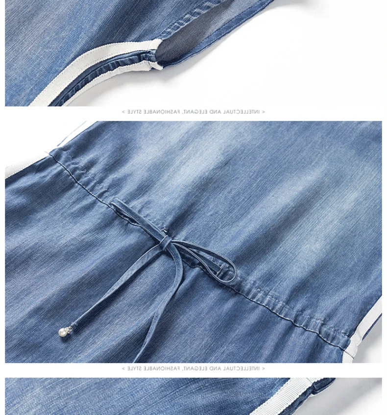 Knee Length Women Denim Dress Summer Autumn 2020 New Fashion Lacing Blue Dress Short-sleeve Adjustable Waist Loose Dress Female
Knee Length Women Denim Dress Summer Autumn 2020 New Fashion Lacing Blue Dress Short-sleeve Adjustable Waist Loose Dress Female