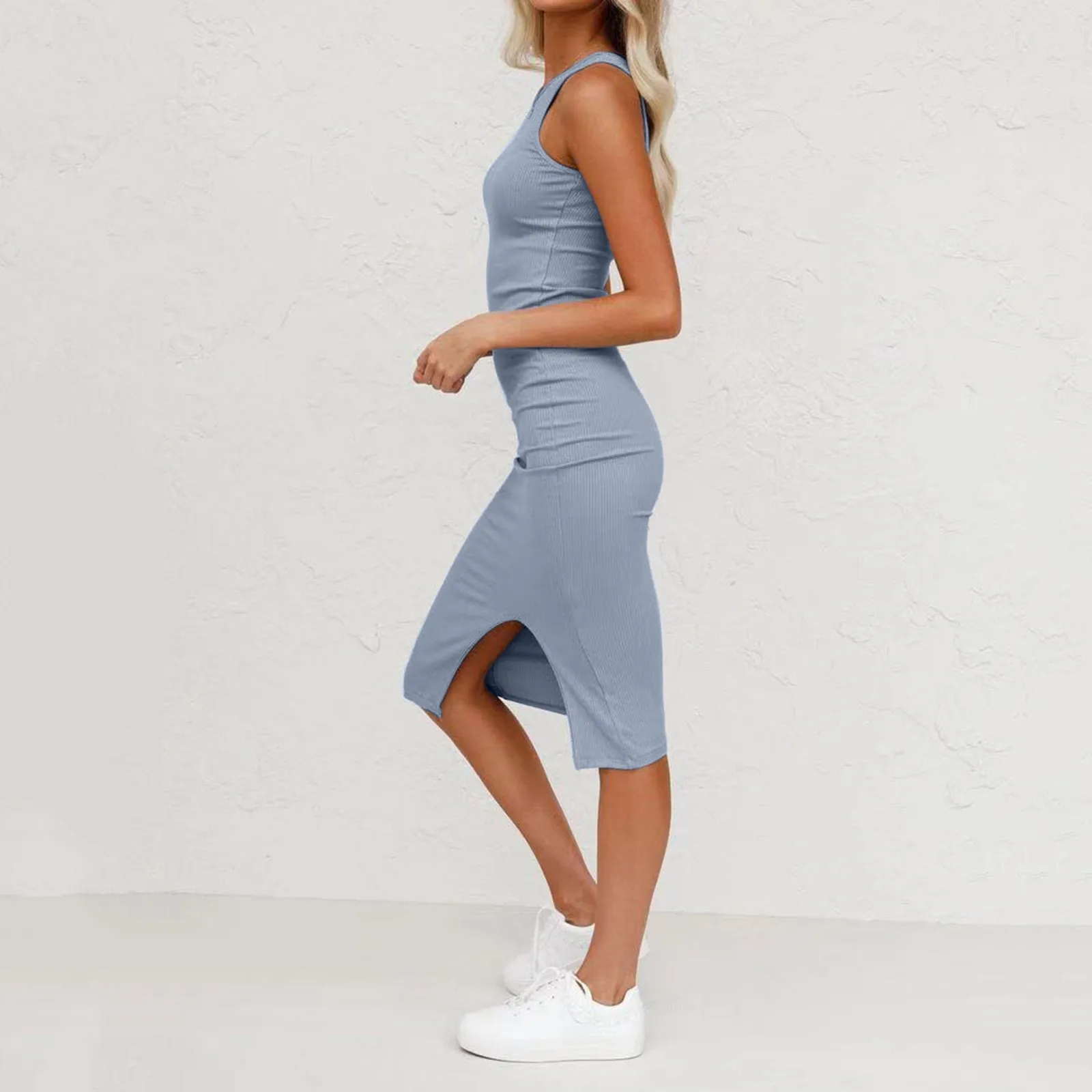 40# Sleeveless Tight Vest Dress Women Solid Color Casual Slim Bodycon Sexy Split Sheath Tank Dress Office Lady Dresses Vestidos
40# Sleeveless Tight Vest Dress Women Solid Color Casual Slim Bodycon Sexy Split Sheath Tank Dress Office Lady Dresses Vestidos