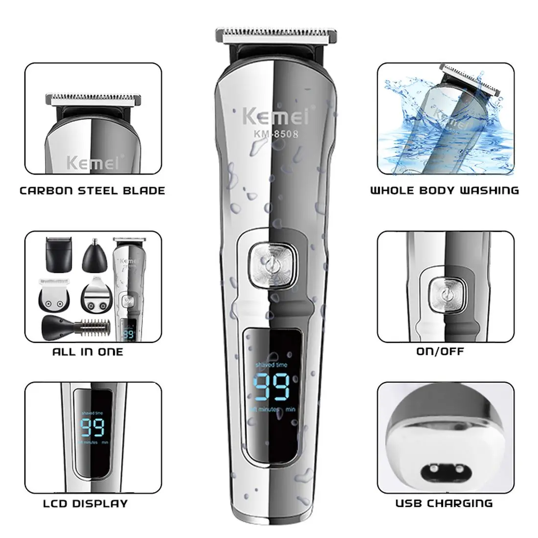 Professional Electric Male Men Hair Shaver Trimmer Clipper 6 in 1 Waterproof and Cordless Hair Cutting Machine Beard Trimmer
Professional Electric Male Men Hair Shaver Trimmer Clipper 6 in 1 Waterproof and Cordless Hair Cutting Machine Beard Trimmer