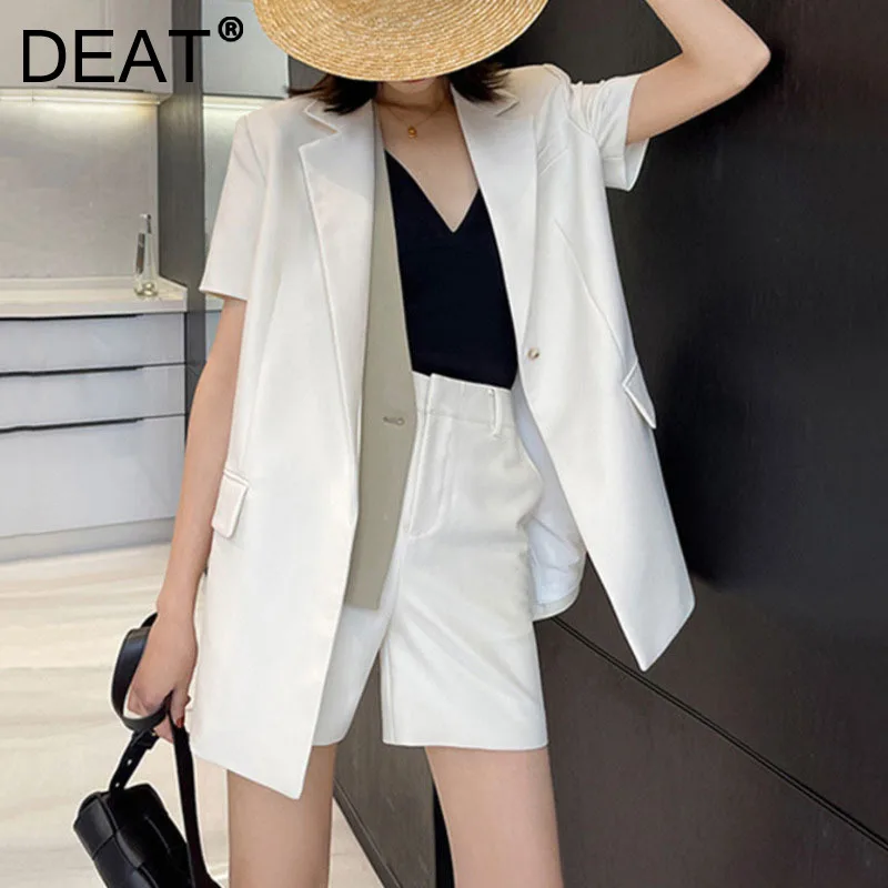 DEAT 2021 New Women Fashion Casual Korean Temperament Slim Fit Notched Short Sleeve Suit Jacket Set Autumn Winter 7E1304
DEAT 2021 New Women Fashion Casual Korean Temperament Slim Fit Notched Short Sleeve Suit Jacket Set Autumn Winter 7E1304