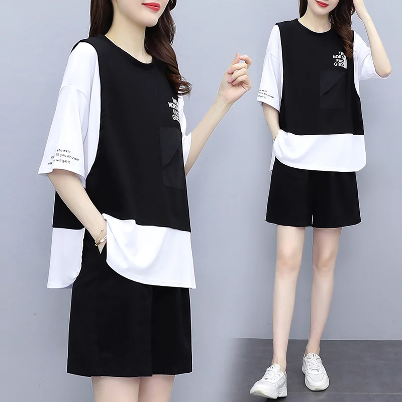 2021Women Clothes Tracksuit Two Piece Set Summer Casual Sportswear Cycling Jogging Suit O-neck Print T-Shirt+Five Points Shorts
2021Women Clothes Tracksuit Two Piece Set Summer Casual Sportswear Cycling Jogging Suit O-neck Print T-Shirt+Five Points Shorts