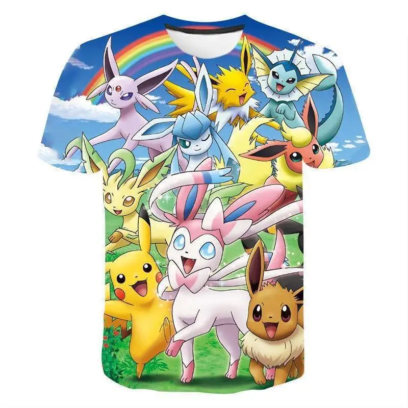 Одежда с изображением покемона Пикачу Сквиртл летние 3D Детские футболки