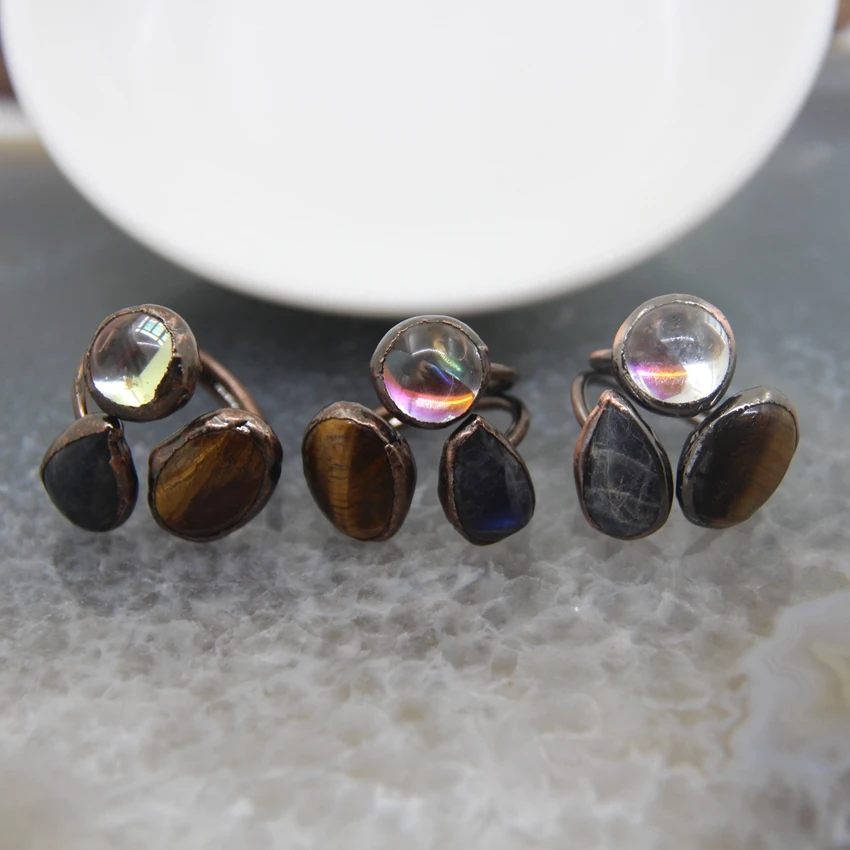 Natural Stone AB White Quartz/Labradorite/Tiger Eye Vintage Adjustable Ring,Healing Crystal Finger Ring For Women Jewelry Gifts
Natural Stone AB White Quartz/Labradorite/Tiger Eye Vintage Adjustable Ring,Healing Crystal Finger Ring For Women Jewelry Gifts