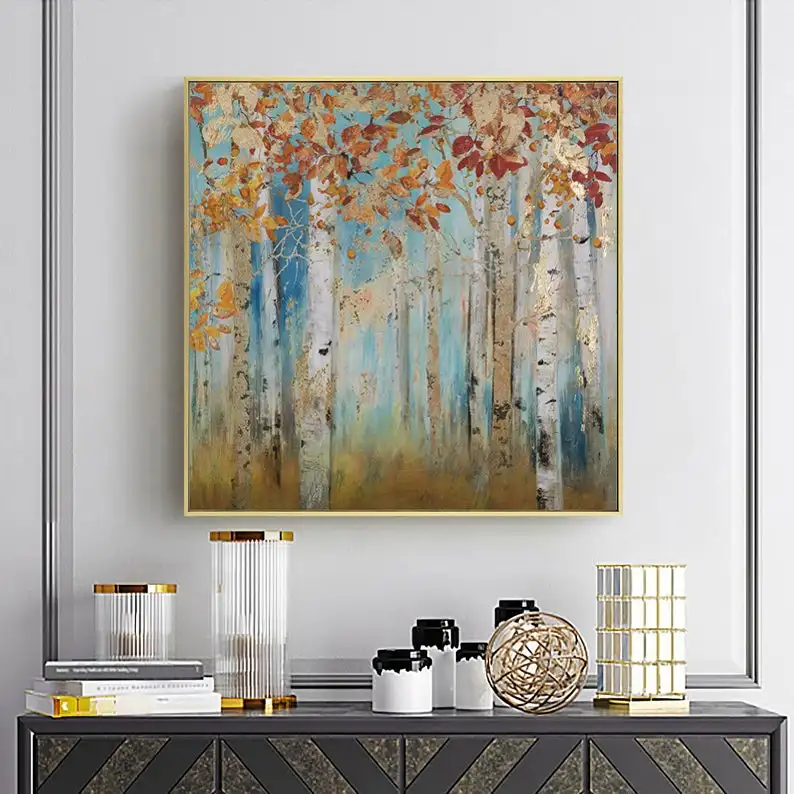 Abstract Landscape Canvas Artwork big Painting Yellow Birch Trees Painting Gold Foil Wall Art oil Painting on Canvas for Bedroom
Abstract Landscape Canvas Artwork big Painting Yellow Birch Trees Painting Gold Foil Wall Art oil Painting on Canvas for Bedroom