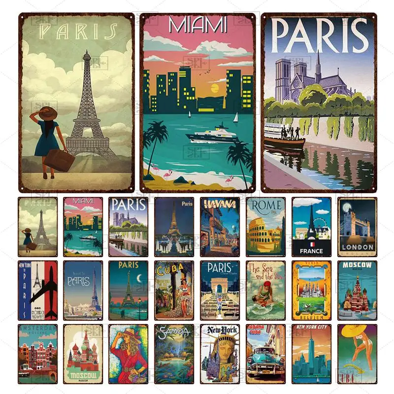 Famous City Tourism Landscape Plaque Rome Paris London Samoa Classic Architecture Metal Tin Sign Retro Decorative Iron Painting
Famous City Tourism Landscape Plaque Rome Paris London Samoa Classic Architecture Metal Tin Sign Retro Decorative Iron Painting