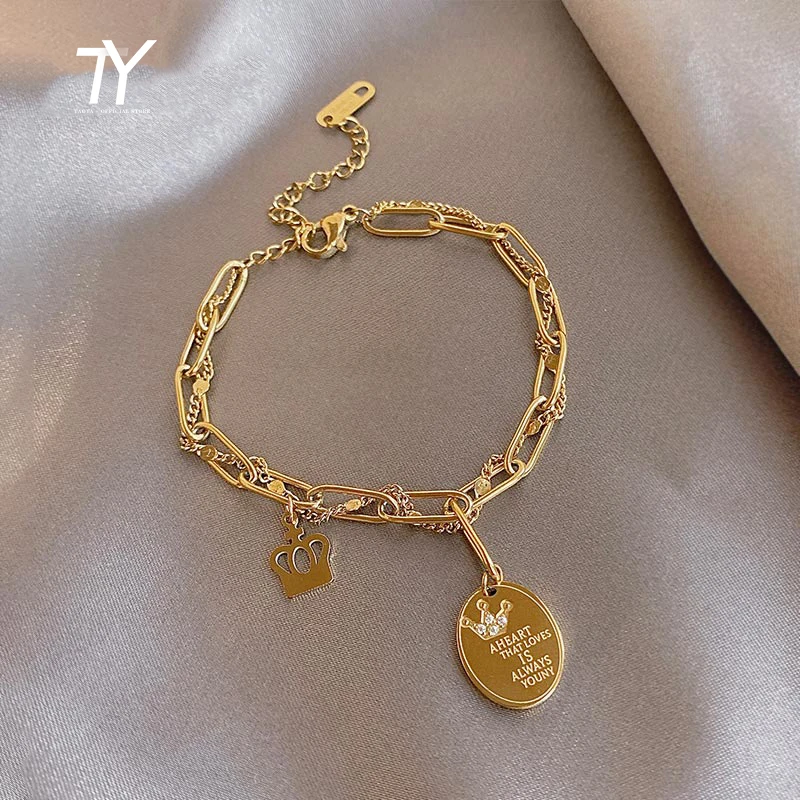 Classic Crown Element Letter Wafer Titanium Steel Bracelet For Woman Fashion Indelible Jewelry Party Girl's Advanced Bracelet
Classic Crown Element Letter Wafer Titanium Steel Bracelet For Woman Fashion Indelible Jewelry Party Girl's Advanced Bracelet