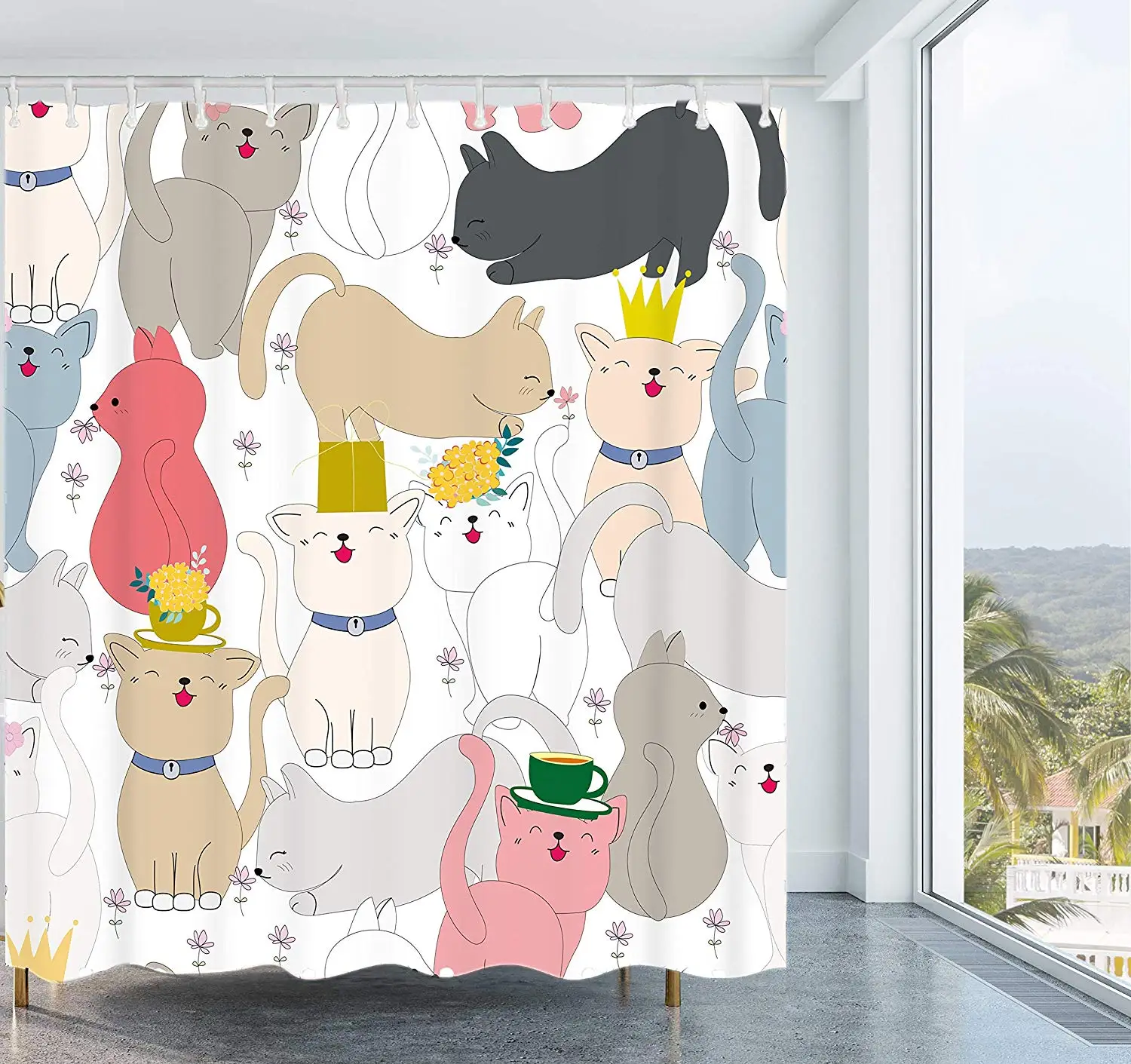 Get Orange Cute Cat Kitten Flower Waterproof Fabric Polyester Shower Curtain
Get Orange Cute Cat Kitten Flower Waterproof Fabric Polyester Shower Curtain