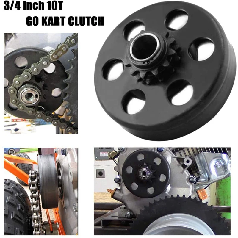 Centrifugal Clutch, 3 / 4-Inch Bore 10 Teeth 10T,with 40 / 41 / 420 Chain Clutch, for Scooter, Kart, Bicycle and Cart
Centrifugal Clutch, 3 / 4-Inch Bore 10 Teeth 10T,with 40 / 41 / 420 Chain Clutch, for Scooter, Kart, Bicycle and Cart
