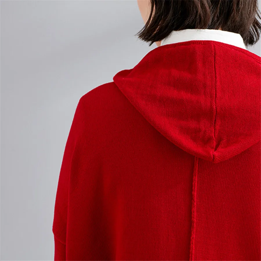 Hooded Sweatshirts Women Autumn Winter Knitting Hoodie Black/Red Loose Pullover With Pocket Women's Hoodies Casual Outwear Coats
Hooded Sweatshirts Women Autumn Winter Knitting Hoodie Black/Red Loose Pullover With Pocket Women's Hoodies Casual Outwear Coats