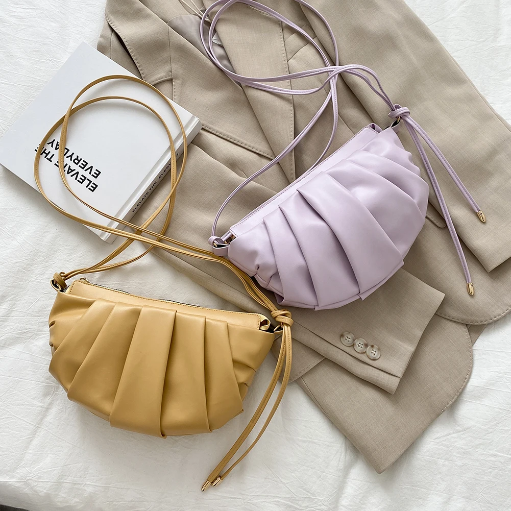 Fashion Pleated Crossbody Bags For Women 2020 PU Leather Dumplings Shoulder Messenger Handbags Small Travel Solid Color Pouch
Fashion Pleated Crossbody Bags For Women 2020 PU Leather Dumplings Shoulder Messenger Handbags Small Travel Solid Color Pouch