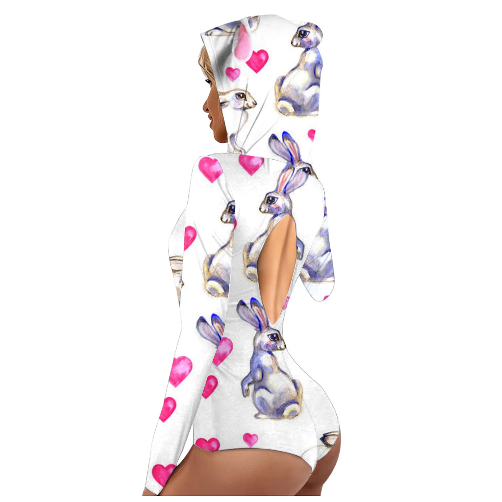 Ear Hooded Romper Women Long Sleeve Playsuit sexy Skinny Bodysuit lady Bodysuit Short Body Top Rabbit print sleepwear club party
Ear Hooded Romper Women Long Sleeve Playsuit sexy Skinny Bodysuit lady Bodysuit Short Body Top Rabbit print sleepwear club party