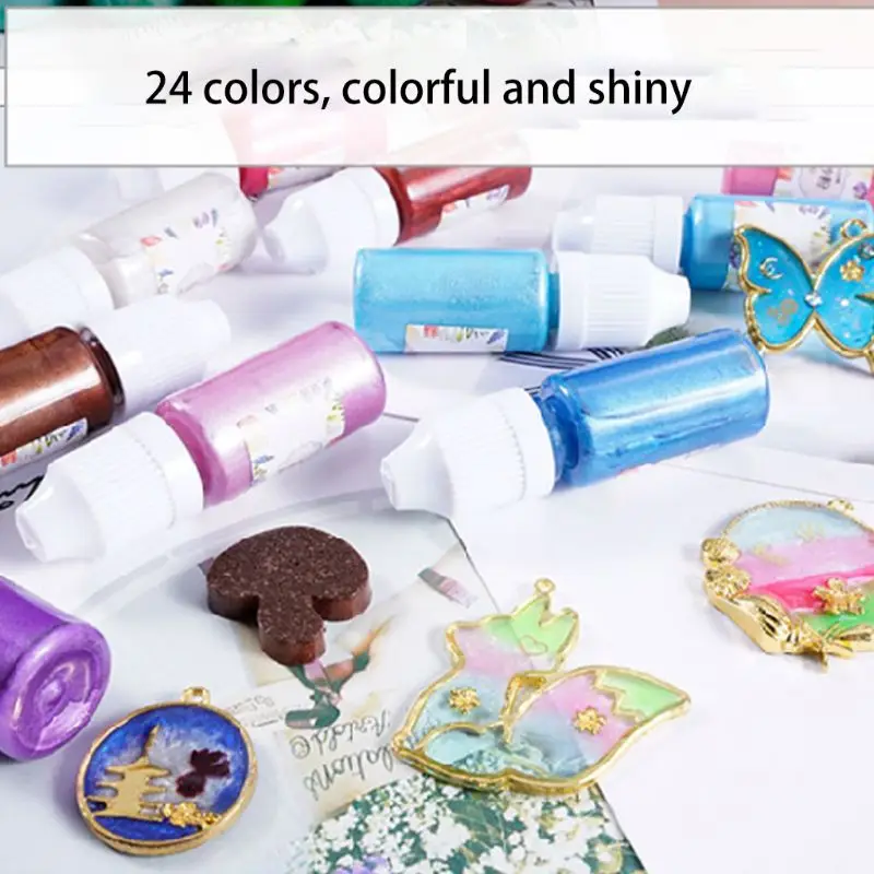 24 Colors Epoxy Pigment UV Resin Coloring Dye Liquid Colorant Glitter Fillings for DIY Handmade Jewelry Making Crafts
24 Colors Epoxy Pigment UV Resin Coloring Dye Liquid Colorant Glitter Fillings for DIY Handmade Jewelry Making Crafts
